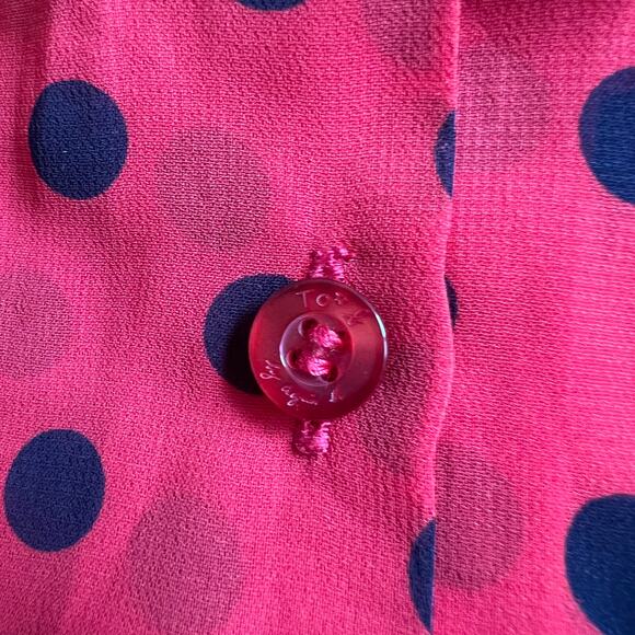 To B by Again B Red Polka Printed Short Sleeve Sheer Top, S - Picture 5 of 5